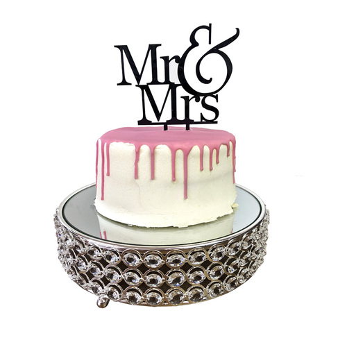 Large View Black - Mr & Mrs Acrylic Cake Topper