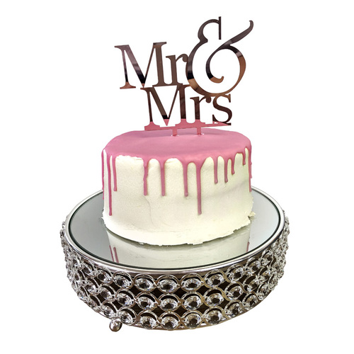 Large View Rose Gold - Mr & Mrs Acrylic Cake Topper