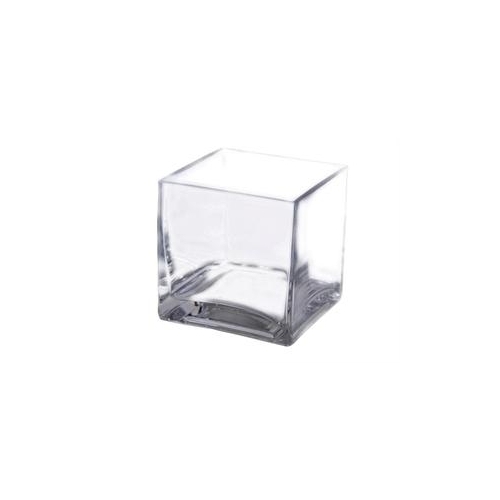 Large View 10cm Heavy Duty Glass Square Cube Vase 