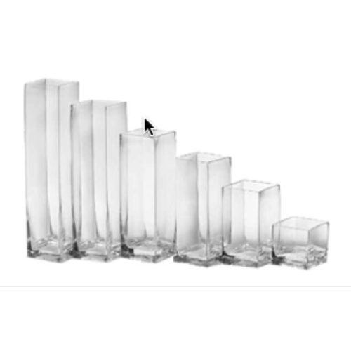 Large View 15cm Heavy Duty Glass Square Vase