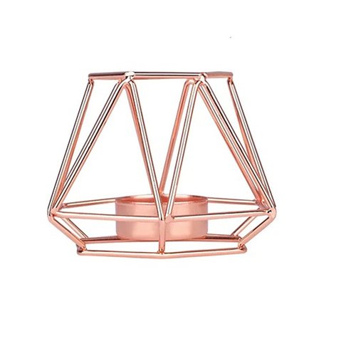 Large View 8cm Rose Gold Geometric Tea Light/Votive Candle Holder