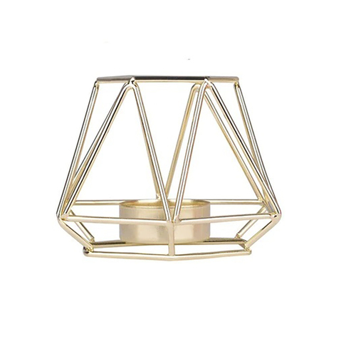 Large View 8cm Gold Geometric Tea Light/Votive Candle Holder