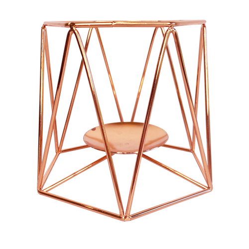 Large View 16cm Rose Gold Geometric Tea Light/Votive Candle Holder