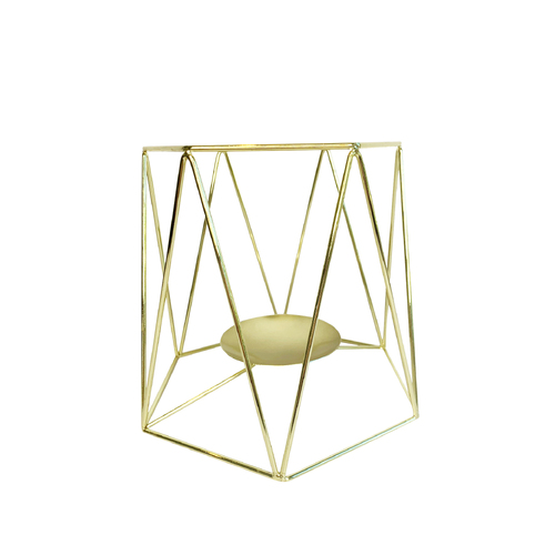 Large View 12cm Gold Geometric Tea Light/Votive Candle Holder