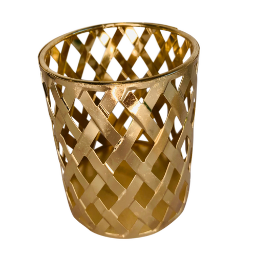 Large View 10cm Gold Metal Tea Light/Votive Candle Holder