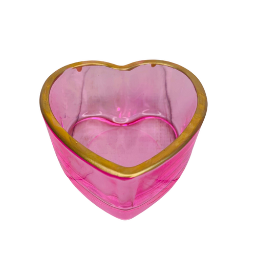 Large View 7cm Heart Shaped Tea Light Holder - Pink/Gold