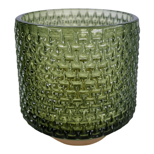 Large View 8cm - Green W/ Gold Base Tea Light/Votive Candle Holder