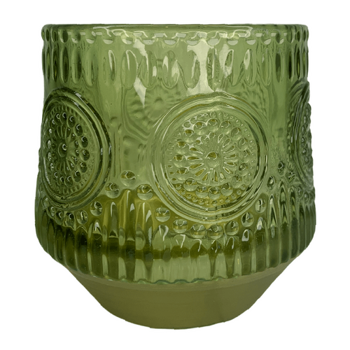 Large View 8cm - Patterened Green Tea Light/Votive Candle Holder