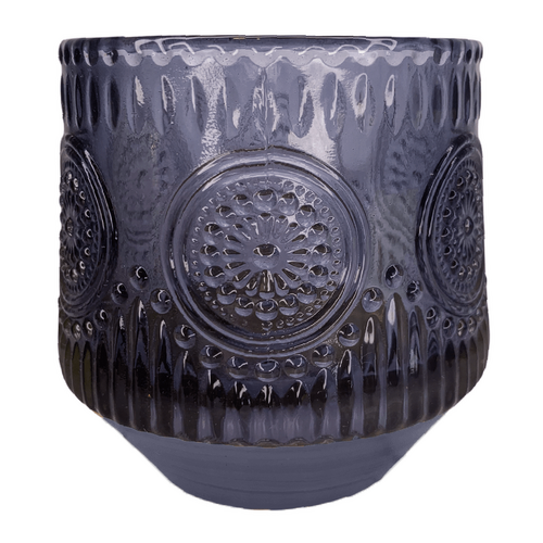 Large View 8cm - Patterened Blue Tea Light/Votive Candle Holder