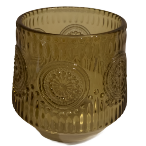 Large View 8cm - Patterened GoldTea Light/Votive Candle Holder