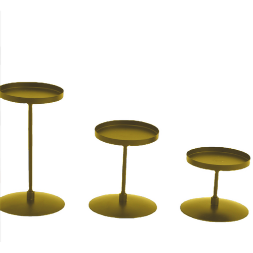 Large View 3pc Set of Gold Pillar Candle Holders