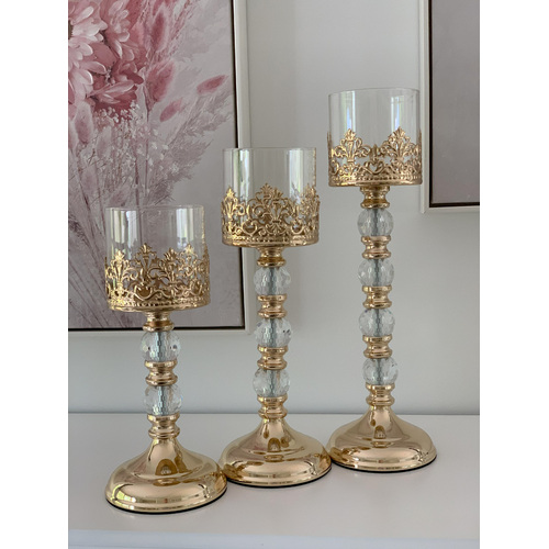 Large View Glass Stemmed Candelabra -  3 sizes Available