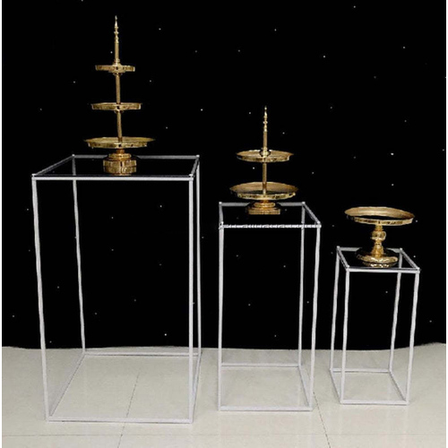 Large View 100x60x60cm - Clear Top Metal Flower Stands/Plinth