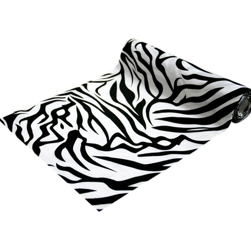 Large View Safari Zebra Fabric Bolt 54 inch x 10Yards - Black / White