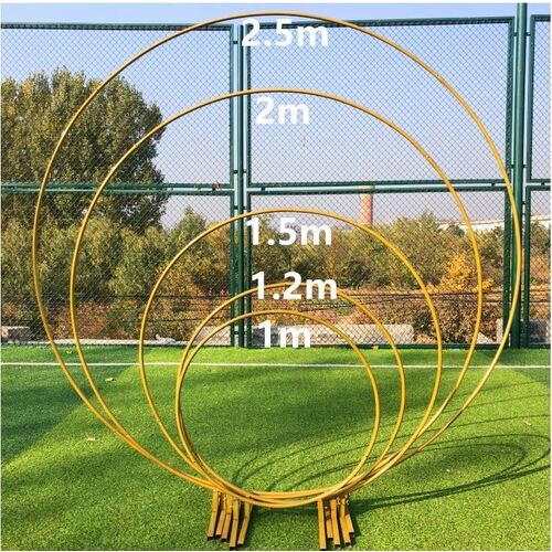 Large View 2m Round Balloon Arch on stand - Gold