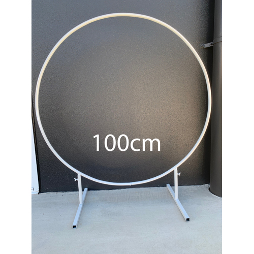 Large View 1m Round Balloon Arch on stand - White