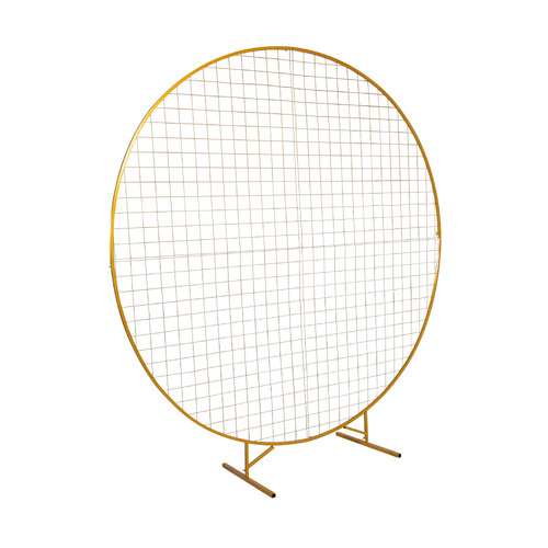 Large View 2m Round Mesh Balloon Arch on stand - Gold