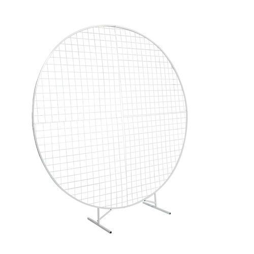 Large View 2m Round Mesh Balloon Arch on stand - White