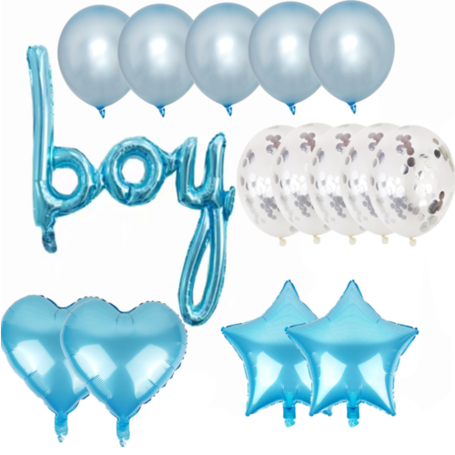 Large View Blue Boys Baby Shower Balloon & Decorating Kit