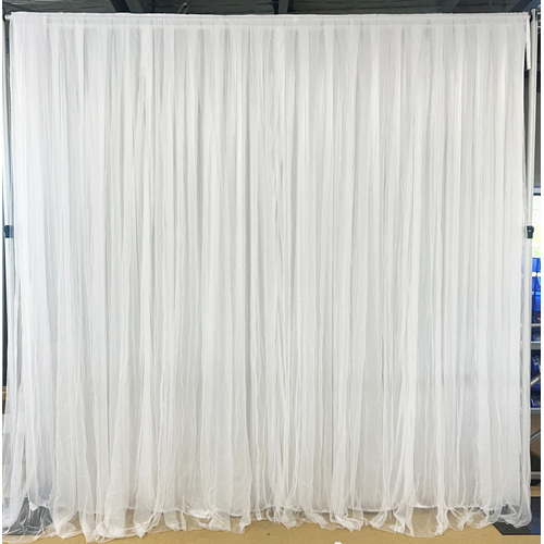 Large View 3m - Ice Silk and Tulle Backdrop Curtain - White