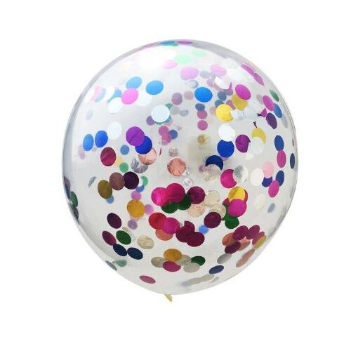 Large View 30cm Clear Balloon - Multi Coloured Foil Confetti