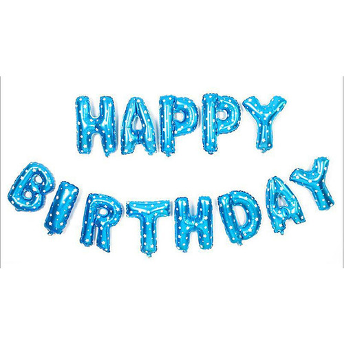 Large View Blue Happy Birthday Foil Balloons - 40cm tall