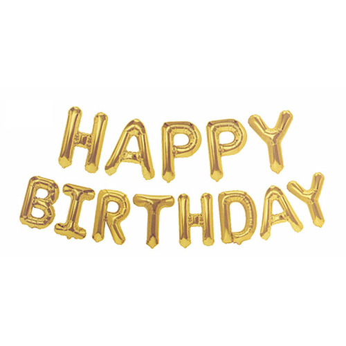 Large View Gold Happy Birthday Foil Balloons - 40cm tall