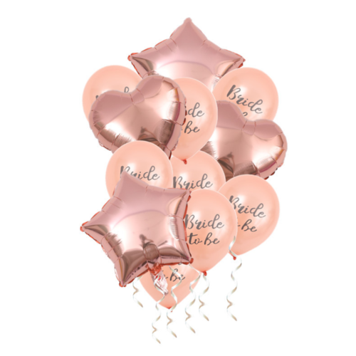 Large View 13pc Hens Party Balloon Pack - Rose Gold Bride to Be