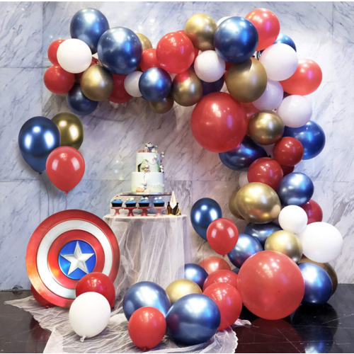 Large View Blue/Gold/Red/White Theme Balloon Garland Decorating Kit-