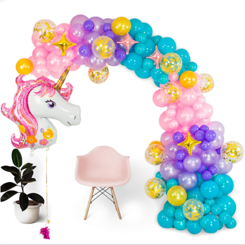 Large View Girls Pink Unicorn Balloon Garland Kit