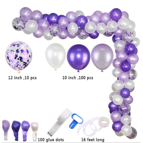 Large View 113pc Lav/Purple/White Theme Balloon Garland Decorating Kit