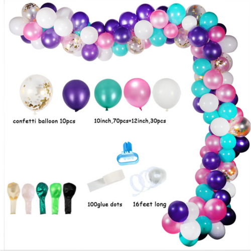 Large View 113pc Blue/Pink/Purple/White Theme Balloon Garland Decorating Kit