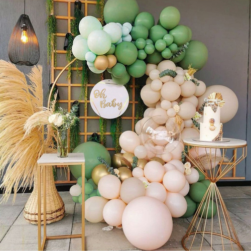 Large View Eucalyptus/Gold/Apricot Theme 148 pcs Balloon Garland Decorating Kit