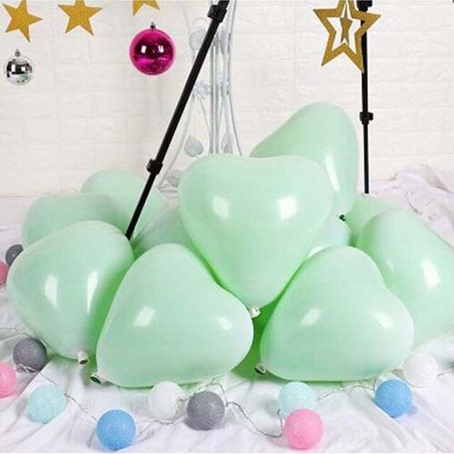 Large View 10pcs - 25cm (10")  Pastel Heart Balloons - Green