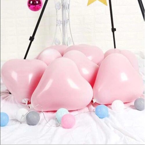 Large View 10pcs - 25cm (10")  Pastel Heart Balloons - Pink