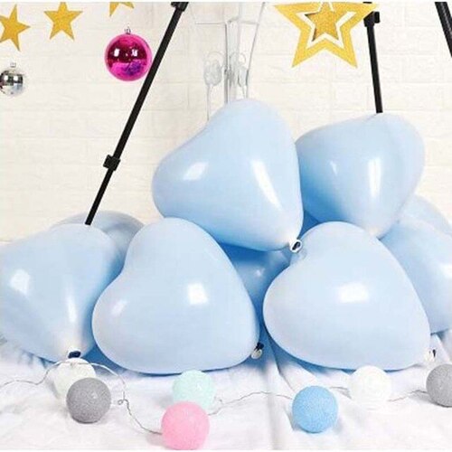 Large View 10pcs - 25cm (10")  Pastel Heart Balloons - Blue