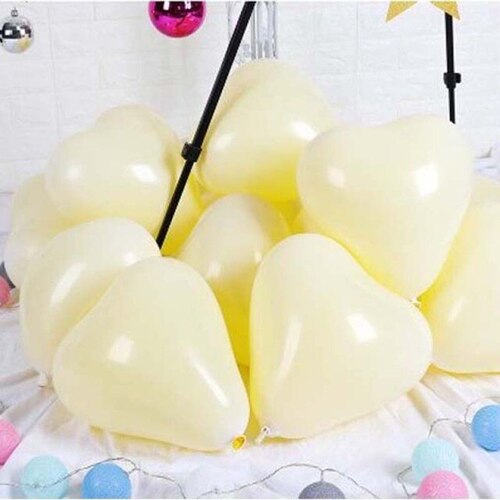 Large View 10pcs - 25cm (10")  Pastel Heart Balloons - Yellow