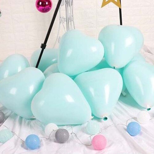 Large View 10pcs - 25cm (10")  Pastel Heart Balloons - Aqua