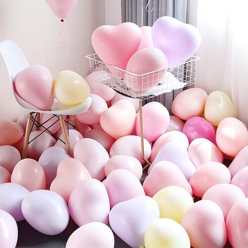 Large View 10pcs - 25cm (10")  Pastel Heart Balloons - Mixed Colours