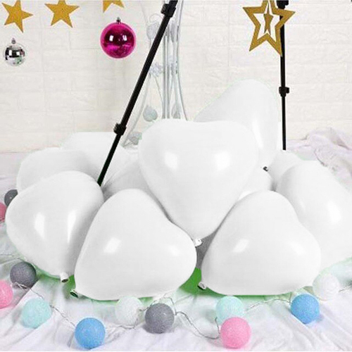 Large View 10pcs - 25cm (10")  Pastel Heart Balloons - White