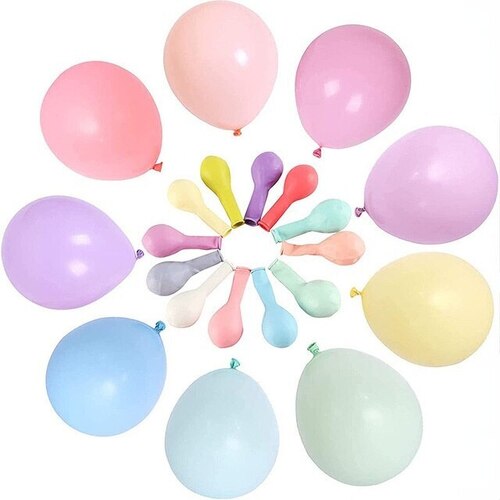 Large View 10pcs - 12cm (5")  Pastel Balloons - Mixed Colours