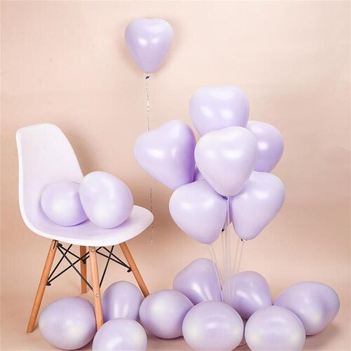 Large View 10pcs - 25cm (10")  Pastel Heart Balloons - Light Purple