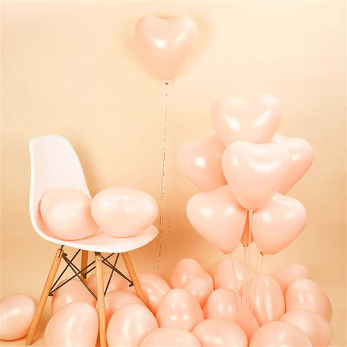 Large View 10pcs - 25cm (10")  Pastel Heart Balloons - Peach