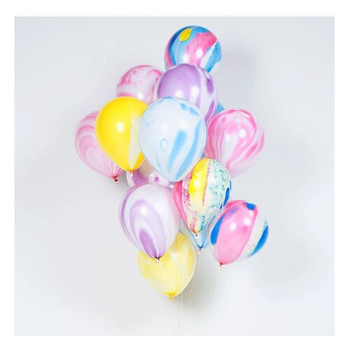 Large View 10pcs - 25cm (10")  Marble/TieDie Balloon - Mixed Pack