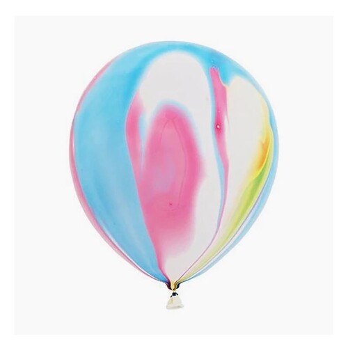 Large View 10pcs - 25cm (10")  Marble/TieDie Balloon - Rainbow