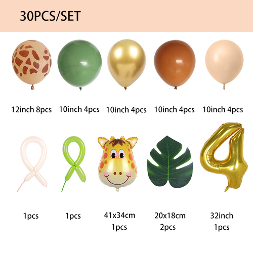 Large View 30pcs - 4th Safari Themed Birthday Set