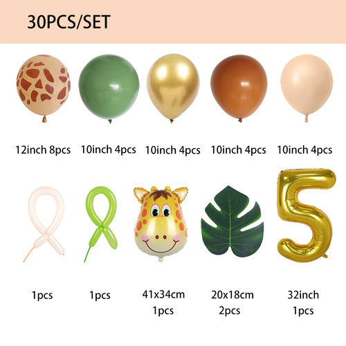 Large View 30pcs - 5th Safari Themed Birthday Set