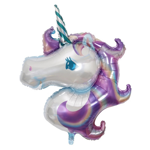 Large View 110cm Giant Unicorn Balloon - Purple/Blue