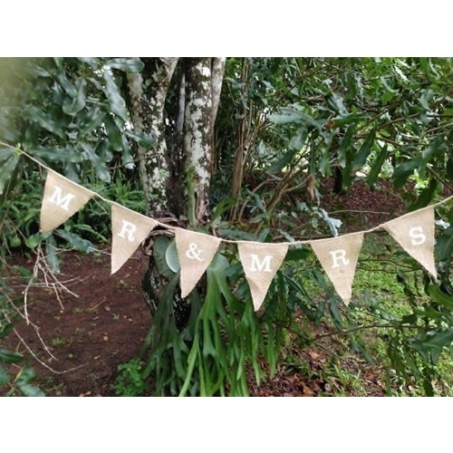 Large View Burlap Banner Bunting  - Mr & Mrs 2m (small)