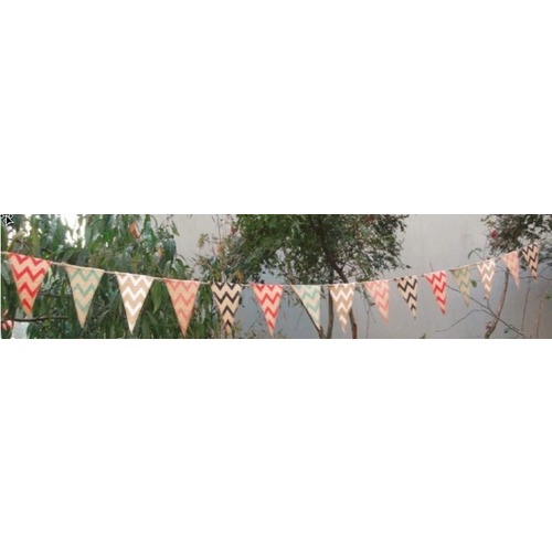 Large View Burlap Banner Bunting - Coloured Chevron 2.8m (small)